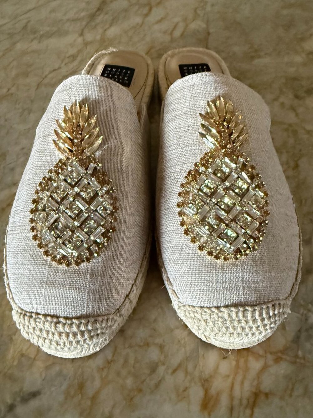 WHBM "Josi" Jeweled Pineapple Espadrille Slides NWT Size 6.5